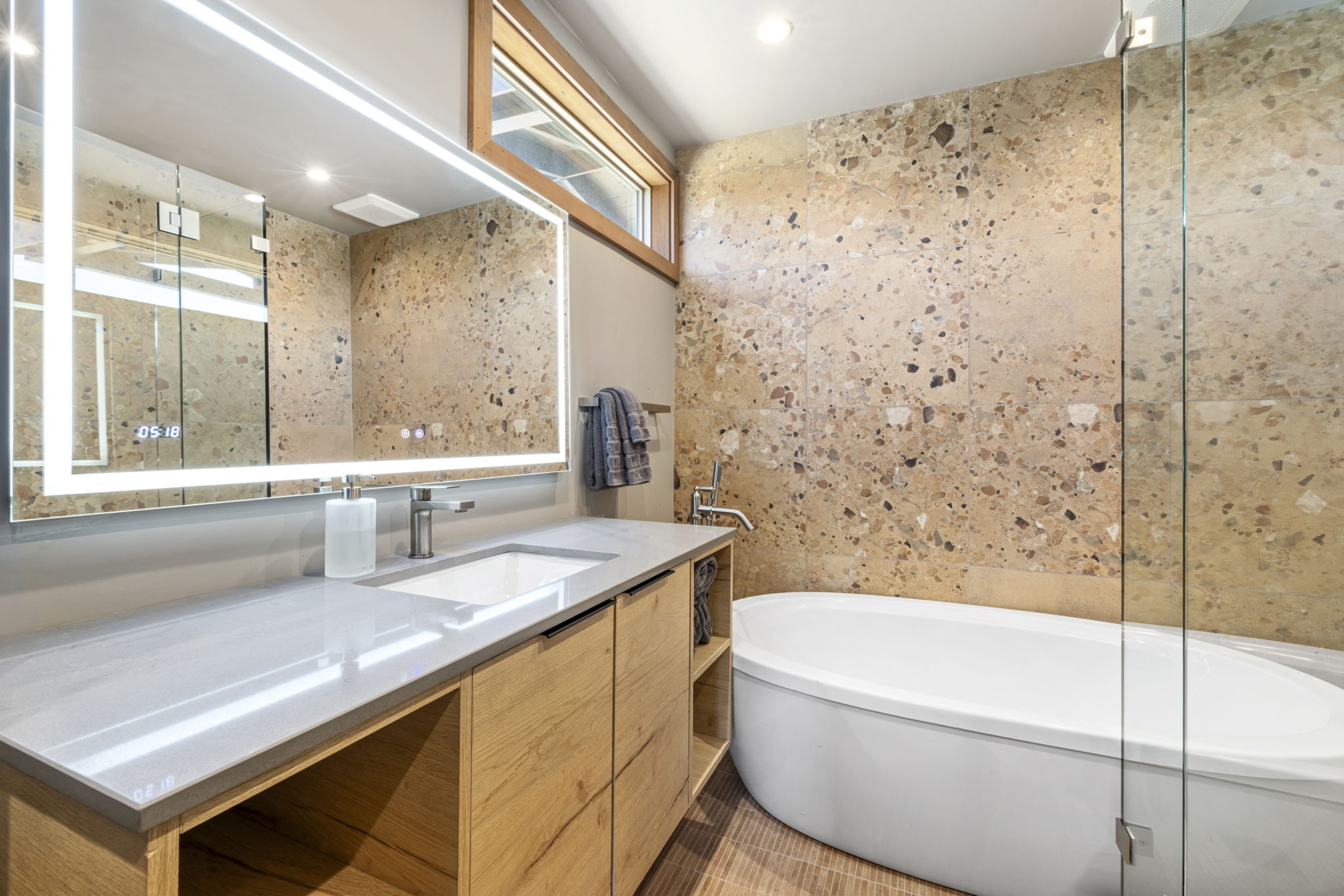 Spa-like bathroom with soaking tub